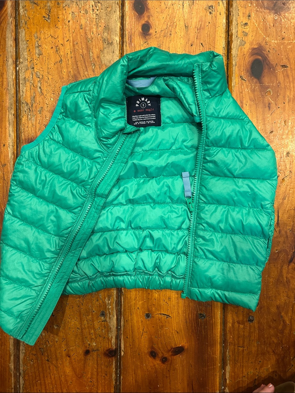 Primary Kids Lightweight Green Puffer Vest